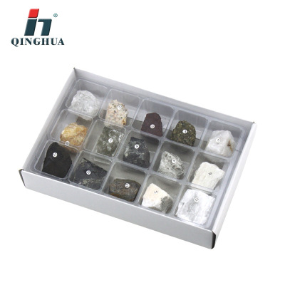Qinghua QH4009-4 Mineral Crystal Ore Specimen Box Consists of 15 Kinds of Ore Teaching Students