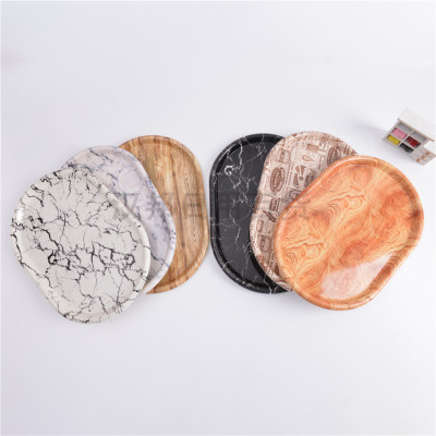 Nordic Light Luxury Marbling Oval Tray Household Creative Living Room Teacup Water Cup Tray