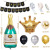 Cross-Border Independent Station Black Gold Party Decoration Balloon Happy Birthday Banner Champagne Foil Crown Balloon Set