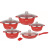 Gift Household Weili Set Soup Pot New 12-Piece Die-Cast Chicken Soup Set Pot Red Appearance