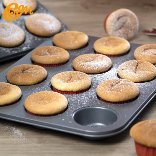 factory direct supply carbon steel non-stick 12 cups paper cup cake egg tart muffin cup baking tray mold