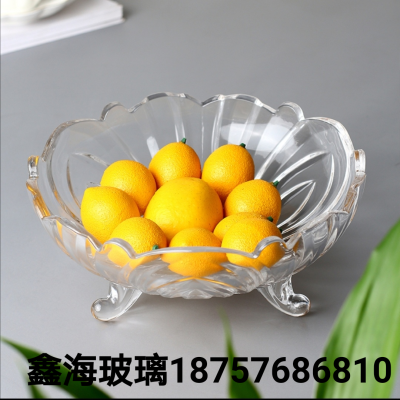 Glass Fruit Plate Tripod Base Fruit Plate Lead-Free Glass Fruit Plate Fruit Basket Gold Fruit Plate