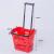 Supermarket Shopping Basket with Pull Four-Wheel Portable Shopping Frame Plastic Dual-Use with Wheels Shopping Cart AOA