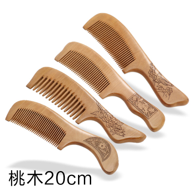 Factory Direct Sales Natural Log Material Mahogany Comb Genuine Peach Wood Handle Large Size Comb Anti-Static Comb