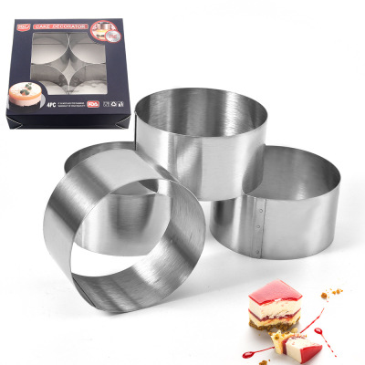Stainless Steel Mousse Mold Set Home Cake Mold Set of 4 DIY Multi-Layer Cake Mold Baking Tool