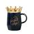 New English Nordic Creative Crown Ceramic Cup Mug with Lid Coffee Belly Ceramic Cup Promotional Gift