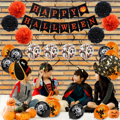 Amazon Hot Sale Halloween Pumpkin Ghost Aluminum Film Venue Balloon Package Arrangement Aluminum Foil Balloon Set