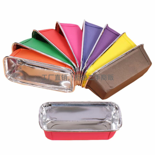 Baking Cake Mold Disposable Aluminum Foil Rectangular Inner Silver Outer Color Cake Cup Cake Paper Cake Paper Mold