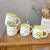 Cartoon Cute Ceramic Cup with Cover Spoon Ins Fresh Fruit Coffee Mug Office Bubble Check Water Cup