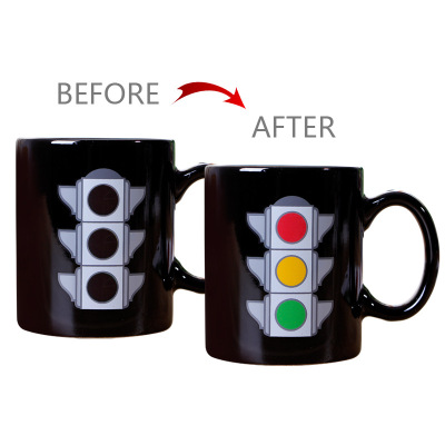 Signal Light Water Transfer Printing Discoloration Cup Trend Magic Cup Mark Cup Creative Porcelain Cup Factory Direct Sales Wholesale