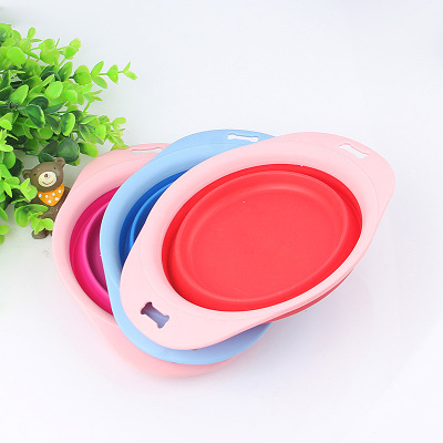 Portable Foldable Dog Bowl Silicone Bowl for Pet Can Take out Medium Pet Dog Non-Slip Edible Bowl