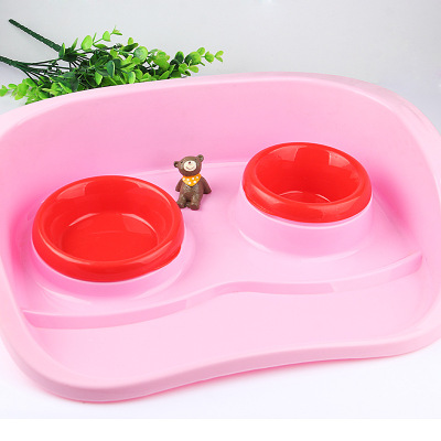 Pet Bowl Pet Supplies Size Dog Basin Pet Double Bowl Rice Bowl Cold-Proof Cover Dog Food Bowl