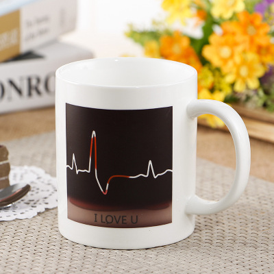 Factory Direct Sales ECG Discoloration Cup Trend Magic Cup Mark Cup Creative Ceramic Gift Advertising Promotion Cup