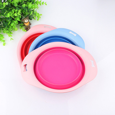 Portable Foldable Dog Bowl Silicone Bowl for Pet Large Size Can Take out Pet Dog Non-Slip Edible Bowl