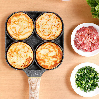 Internet Celebrity Medical Stone Egg Frying Pan Four-Hole Flat Bottom Household Four-Grid Fried Egg Non-Stick Frying Pan Four-Eye Small Pot in Stock