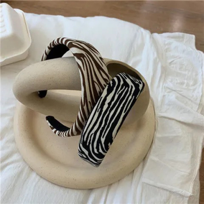 Personalized Retro Zebra Pattern Headband Female Concave Shape Versatile Stylish Hair Accessories Face Washing Hair Fixer Head Tide Headband