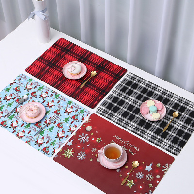 Christmas Theme Table Mat Western-Style Placemat Pu PVC Leather Digital Printing Advertising Table Mat Customization