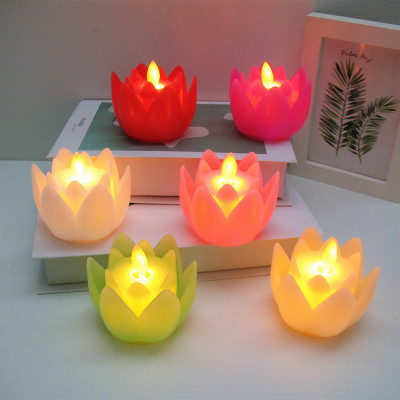 Lotus Lotus Lamp Buddha Worshiping Lamp Simulation Electronic Candle Swing Flame Lamp