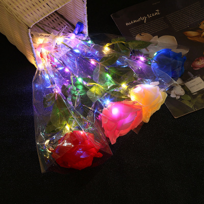 Artificial Luminous Rose Valentine's Day Gift Led Confession Gift Colorful Scoparium Supplies for Stall and Night Market