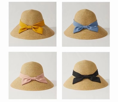 2021 New Spring Youth Beach Elegant All-Matching Sun-Proof Sunscreen Flat Brim Multi-Color Foldable Straw Bucket Hat