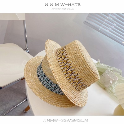 Spring and Summer New Korean Dongdaemun Versatile Fashion Ins Style Straw Flat Straw Hat Colorful Narrow Goods Matching