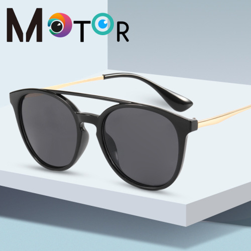 trendy double beam sunglasses men‘s elegant big face round frame sunglasses driving sunglasses factory wholesale