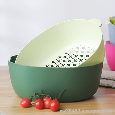 Y86-YJ176 Multifunctional Kitchen Drain Basket Household Double Storage Basket Fruit Vegetable round Washing Vegetable Basket