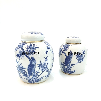 9480 Blue and White Porcelain Ceramic Decoration Crafts Blue Color Home Creative Design Vase High-End Soft Decoration