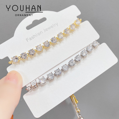 Korean Style Simple Girlfriends' Bracelet Ins Special-Interest Design Zircon with Diamond Bracelet Pull Adjustable Bracelet Female Accessories