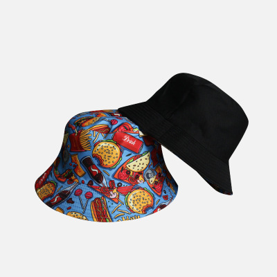 Digital Printing Pattern Bucket Hat Men and Women Double-Sided Sun Protection Sun Hat Cover Face Niche Street Bucket Hat