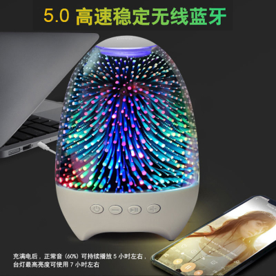 LED Bluetooth Speaker Small Night Lamp Bedside Lamp Ambience Light USB Charging TWS Couplet Radio Support TF Card