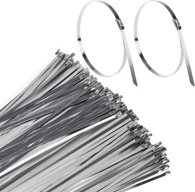 Stainless Steel 304 Self-Locking Ball Lock Cable Ties 8 "X 3/16",12 "X 3/16" (Pack of 25)