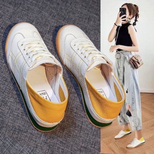 soft leather white shoes women‘s two-way wear argan shoes 2020 autumn new flat student sports casual shoes pregnant women‘s shoes