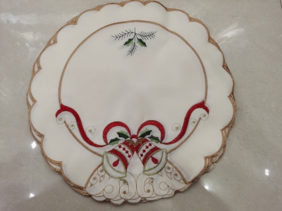 Embroidered Christmas round Placemat