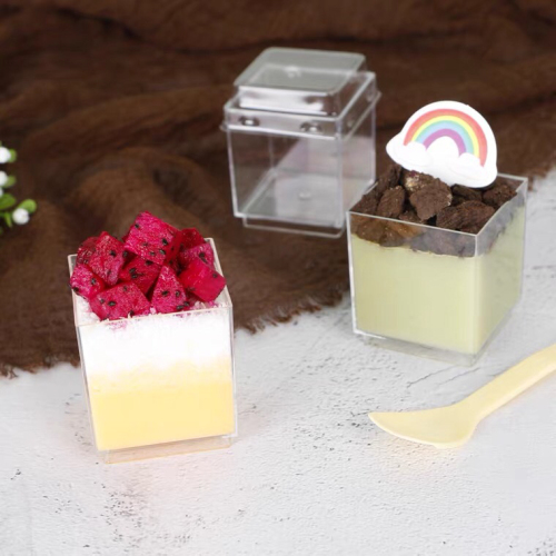 square fruit cube cup disposable small box mousse cup pudding cup yogurt cup wood bran cup jiugongge dessert