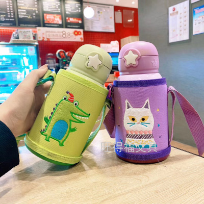 304 Stainless Steel Vacuum Cup Handy Bounce Cover Sealed Cartoon Children's Thermos Mug Water Cup Vacuum Outdoor Cup