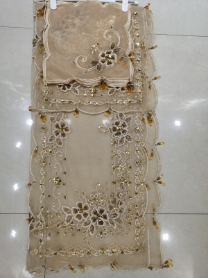 Handicraft Bead Table Cloth Placemat 16-Piece Set