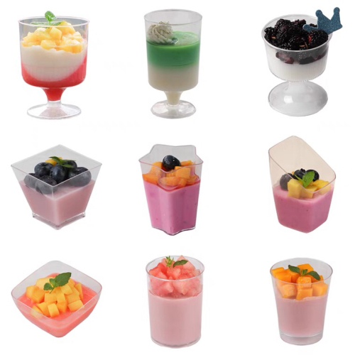 Small Wine Glass disposable Hard Plastic Aviation Cup Mousse Cup Pudding Cup Dessert Table Goblet Mini Oblique Jelly