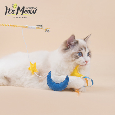 Pet Supplies Factory Direct Sales Cloth Wrapper Star Moon Cat Teaser Training Interactive Funny Cat Artifact Cat Teaser Toy