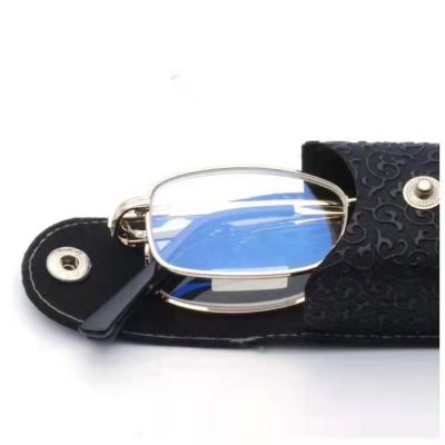 Boxed Anti-Blue Light Folding Reading Glasses with Box Metal Reading Glasses Stall Supply Easy to Carry