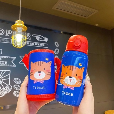 304 Stainless Steel Thermos Cup Handy Bounce Cover Sealed Children Cartoon Warm-Keeping Water Cup Vacuum Cup Outdoor Cup