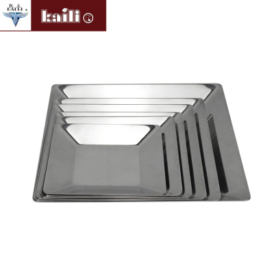 Stainless Steel Square Pad Living Room and Hotel Fruit Plate Cake Dim Sum Plate Candy Plate Craft Plate