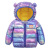 Children's down Cotton-Padded Clothes Children's Cartoon Bright Light Bear Colorful Cotton-Padded Clothes Baby Lightweight Hooded Top