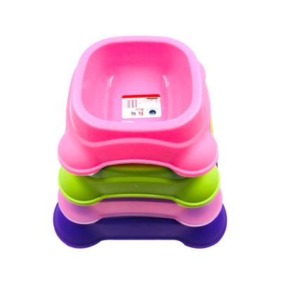Factory Direct PET Plastic Single Bowl Square Thickened Non-Slip Foreign Trade Cross-Border Spot Dog Cat Bowl Food Basin