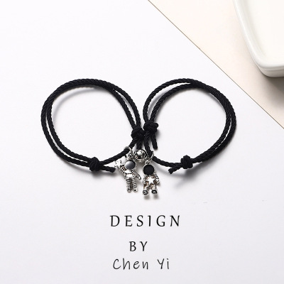 Spaceman Suction Bracelet Pair Small Rubber Band for Boyfriend Smaller Leather Sheath Rainbow Girlfriends Korean Style Student Gift Headband