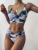 2021 New Sexy Marble Tie-Dye Printing Women's Seperated Swimwear U-Neck High Waist Bikini