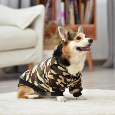 Cross-Border Autumn And Winter New Pet Camouflage Sweater Two Feet Warm Leisure Corgi Bullfight Teddy Dog Clothes