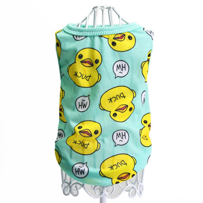 New Spring and Summer Pet Clothes Cotton Cartoon Duck Dog Vest Teddy/Pomeranian Chihuahua VIP Dog Clothes