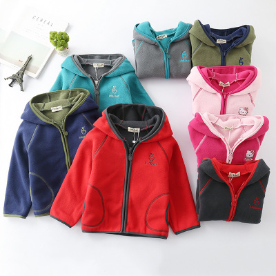 Children's Clothing New 2021 Winter Kids' Overcoat 2-14 Years Old Double-Sided Fleece Polar Fleece Casual Hooded Top Generation Hair