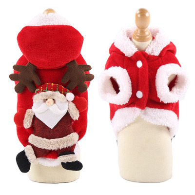 Spot Pet Clothes Red Plush Elk Santa Claus Pet Suit New Christmas Cat Dog Clothes